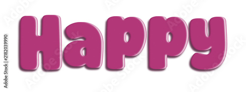 3d Happy text on transparent background