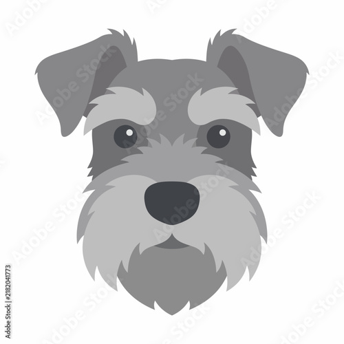 Minimalist Gray Schnauzer Dog Portrait Icon for Pet Lovers and Vets