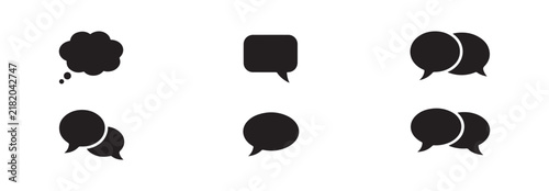 Bild auf Leinwand Dual conversation and single message bubble icons set for community chat and social media interaction graphic designs