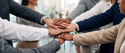 Corporate Team Unity with Hands Together in Collaboration