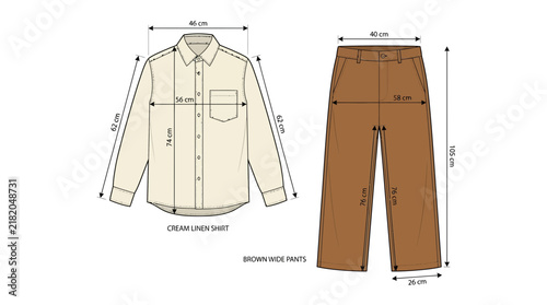 Fashion Clothing Technical Size Measurement Guide Illustration