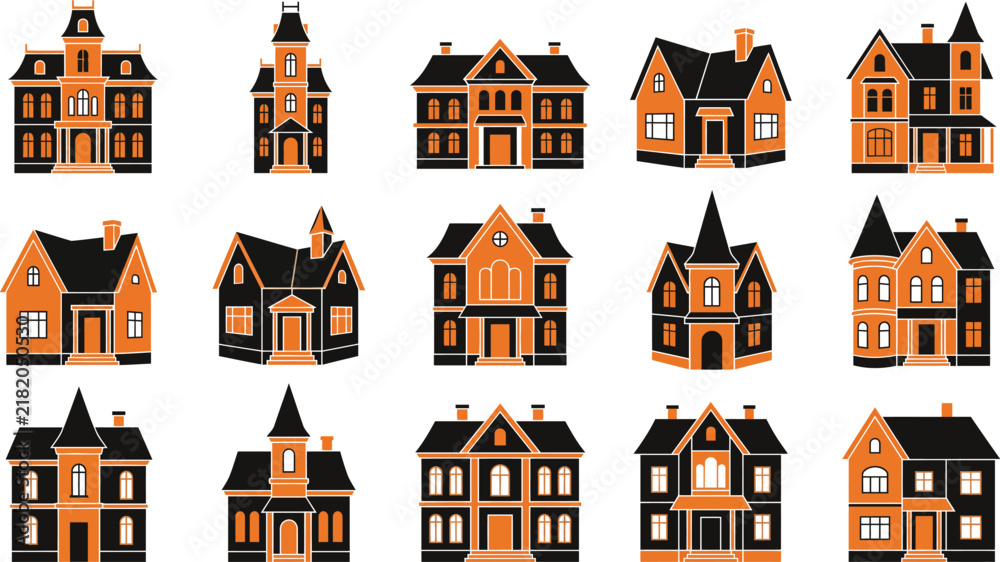 Fototapeta premium Large manor house collection for architectural visual real estate projects.