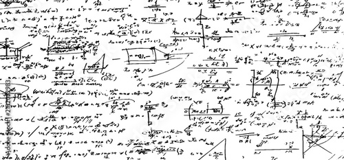 Hand drawn mathematical formulas and geometric diagrams on a white background mathematics equation geometry