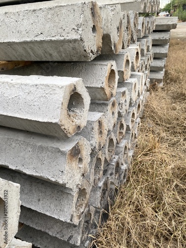 concrete blocks in the form of the house