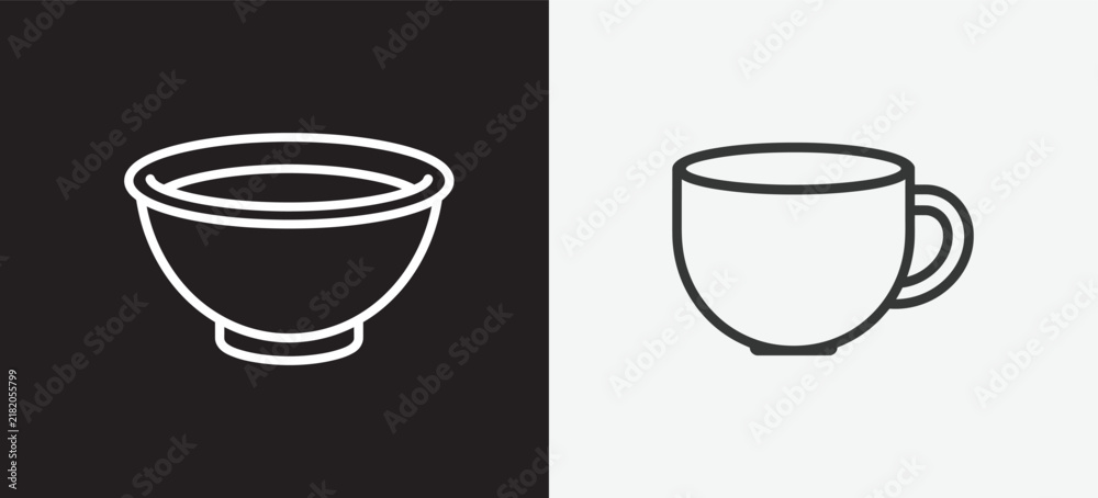 Obraz premium Minimalist bowl and cup icon set Vector