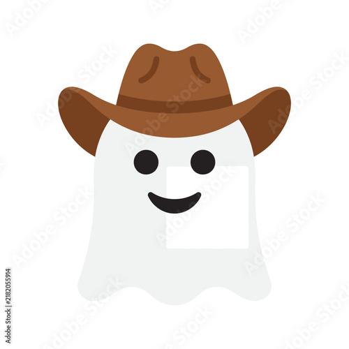 Cute Ghost Wearing A Cowboy Hat Vector Illustration For Halloween Design