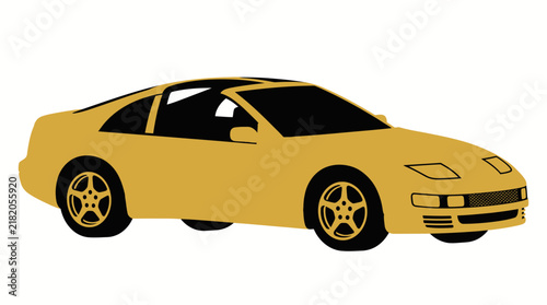 Gold Sports Coupe Illustration Vector Graphic for Automotive Design Projects
