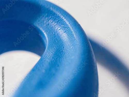 close up of blue plastic tube