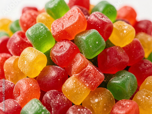 close - up of colorful fruit jelly candy