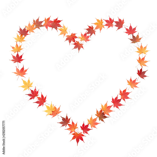 Autumn Maple Leaves Forming a Heart Shape, PNG Transparent Background