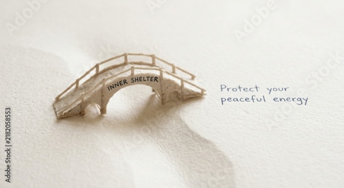 Intricate Paper Bridge Model Labeled Inner Shelter on Neutral Surface