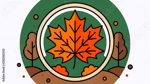 Colorful Fall Season Collection with Pumpkin Acorns Leaves Berries and Forest Wildlife