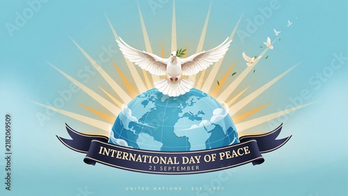 Peace dove over world map illustration