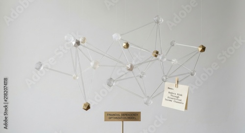 Abstract Geometric Network of Acrylic Rods and Spheres with Attached Notes