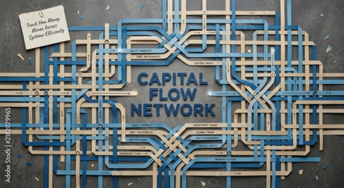Capital Flow Network Diagram Illustrating Financial Connections and Business Movement