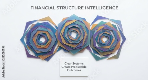 Geometric Origami Structures on White Surface, Representing Financial Intelligence and Clear Systems