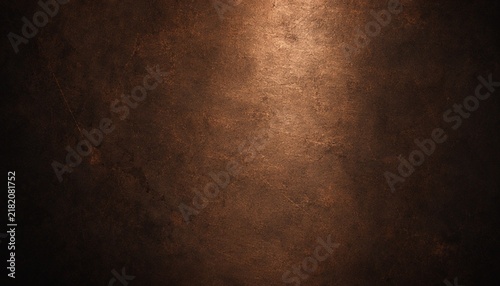 Konstfotografi Bronze copper plate and steel metal sheet texture on a dark black brown surface,