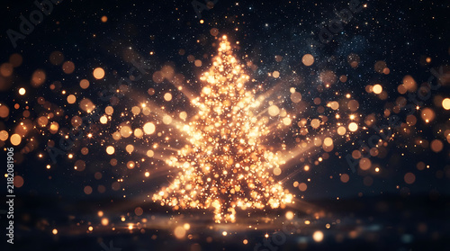 Glowing christmas tree with starry lights