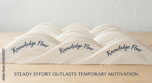 Knowledge Flow Concept Represented by Wavy Paper Forms with Text