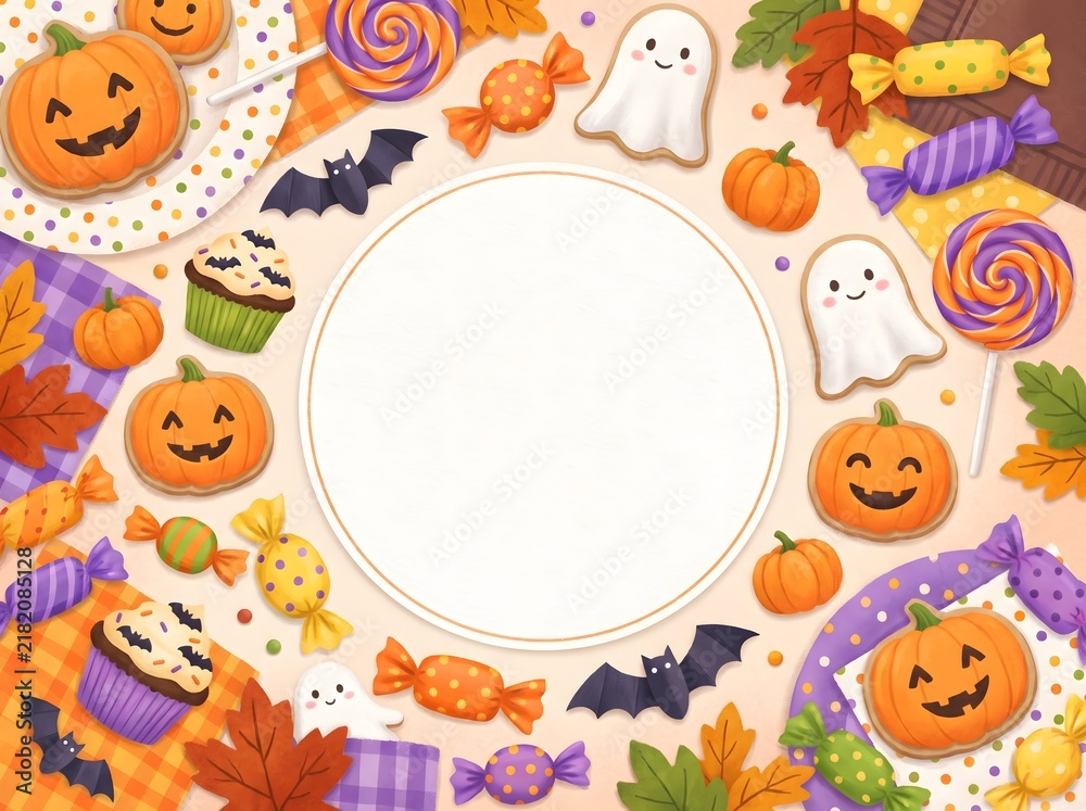 Fototapeta premium halloween candy party card border