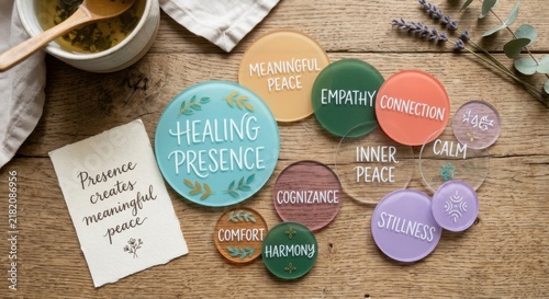 Round Acrylic Tokens with Inspiring Words for Mindfulness and Healing