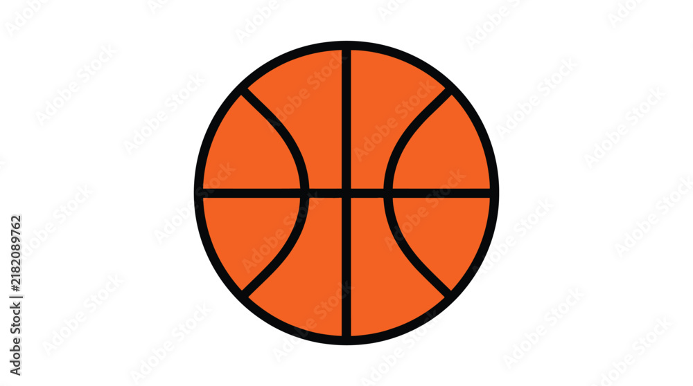 Fototapeta premium Basketball vector illustration featuring bright orange color with bold black outlines