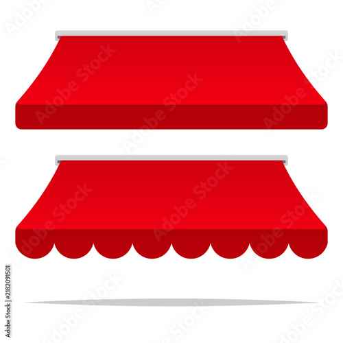 Red shop awning vector isolated illustration
