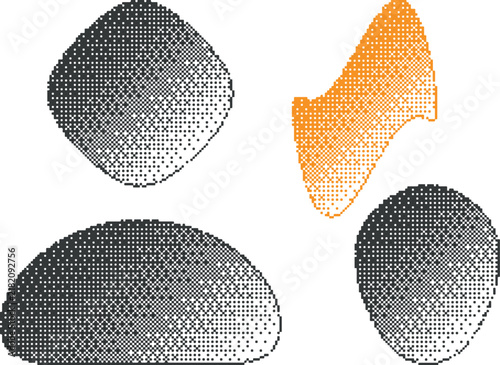 Abstract Organic Shapes with Retro Halftone Dot Gradient Texture