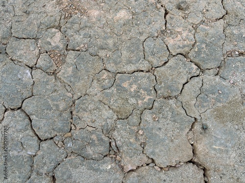 Obraz na plátne The ground surface, parched and cracked due to the prolonged dry season