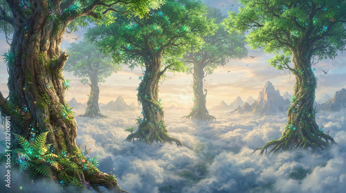 雲海と大樹の風景