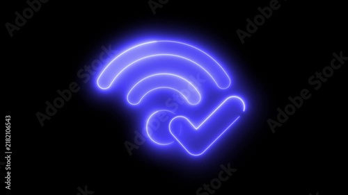 Glowing blue Wi-Fi icon with checkmark