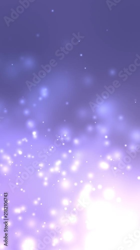 Glowing bokeh lights drift upward on lavender gradient