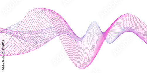 Obraz na płótnie Abstract pink wave line illustration, flowing purple soundwave graphic on white