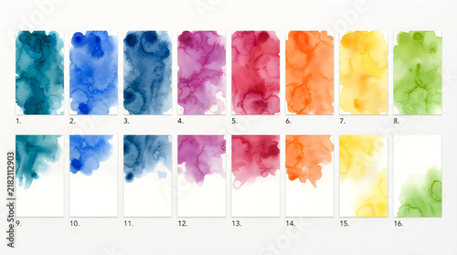 Colorful Watercolor Texture Panels Grid for Artistic Design