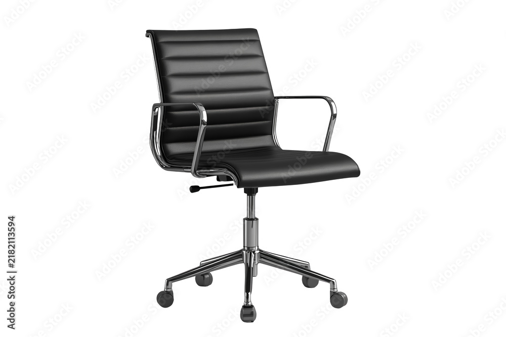 Obraz premium Modern Black Leather Swivel Office Chair