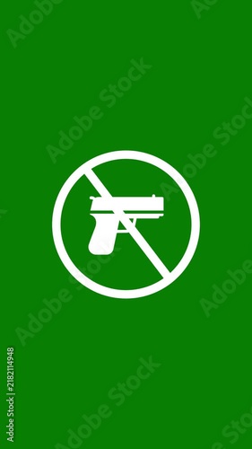 No guns allowed sign on green background, for safety and, security awareness firearm, prohibited forbidden