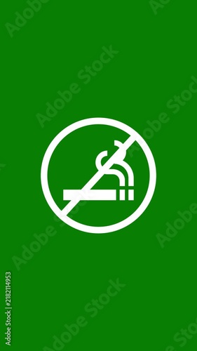 No smoking sign animation on green background, for public health, and safety awareness, symbol prohibition