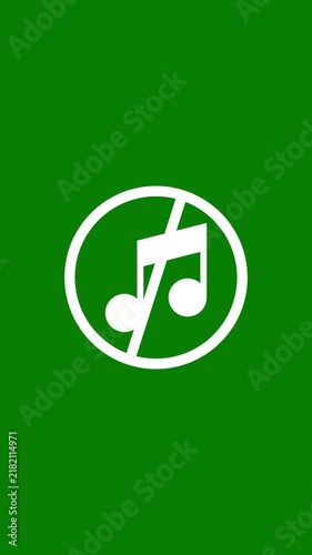 Muted audio symbol on green background, no sound sign for digital interface and media control volume