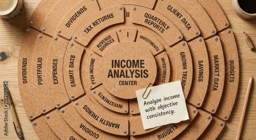 Income Analysis Center Diagram with Financial Data and Strategy Notes