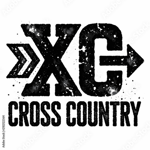 Cross Country Logo Design with Distressed Typography and Arrow Graphics