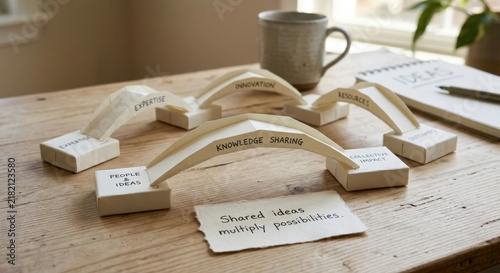 Tapety artystyczne Paper Bridges Symbolizing Knowledge Sharing and Collaboration