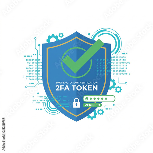 Two-Factor Authentication 2FA Token Digital Security Shield for Identity Verification and Network Protection