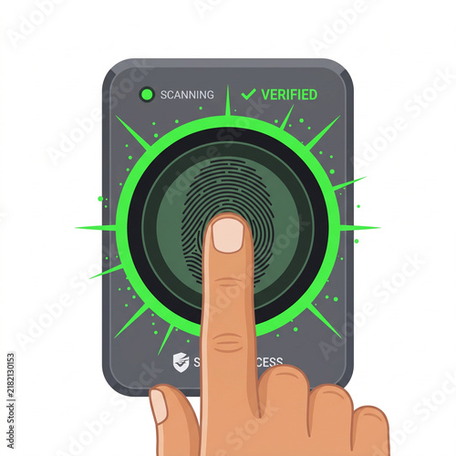 Fingerprint scanner for security verification and access control, scanning and verifying a user's unique biometric identity for secure access
