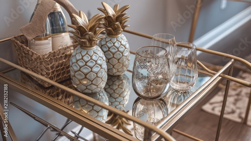 Decorative bar cart for home entertaining