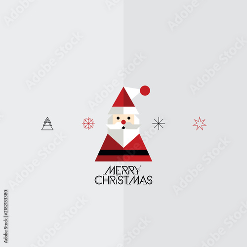 Minimalist geometric Santa Claus and elements symbol with Merry Christmas calligraphy on gray background square template