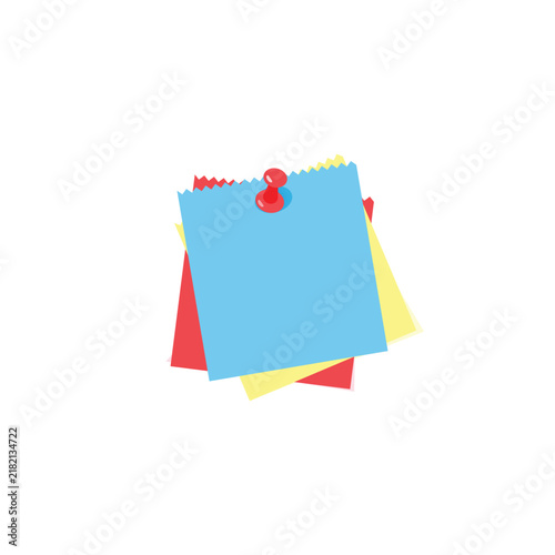 Vector illustration design of a stack of colorful sticky notes with a pushpin.