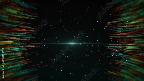 Animated curved particle trails reveal an AI Networks title over a futuristic space background, designed for technology, artificial intelligence, deep learning, and digital innovation.