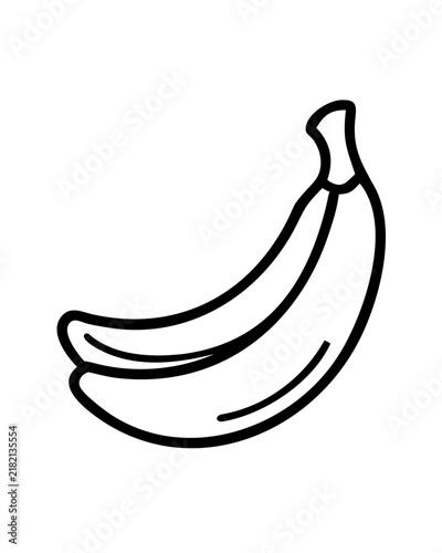 Simple banana line art icon, isolated vector illustration of a tropical fruit.
