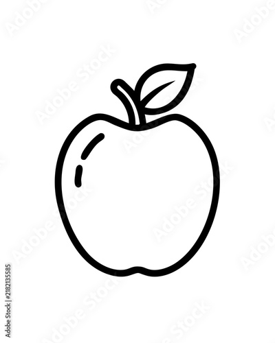Minimalist apple icon line art illustration isolated on white background