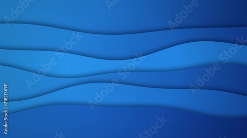 Abstract paper cut style background with smooth layered blue and cyan waves and soft depth shadows between layers. Gentle seamless wave motion makes it suitable for presentations, banners, backdrops, 
